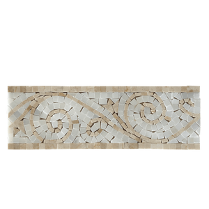 Art Border Polished Crema Marfil and Pure White Marble All Marble Tiles
