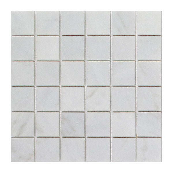 Arabescato Carrara Marble Square Mosaic 2X2 Honed for Floor or Wall Use| Kitchen Backsplash Tiles| Bathroom Floor Mosaic| White Marble Shower Mosaic All Marble Tiles