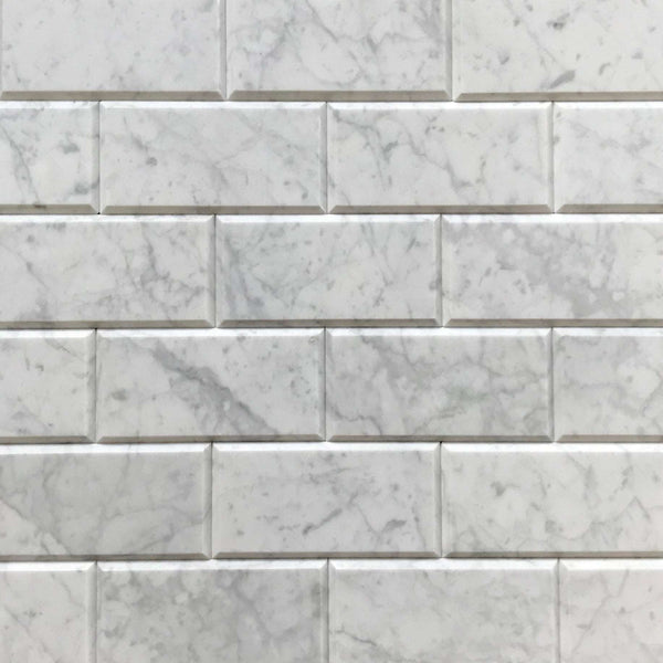 Bianco Carrara 3x6 Big Beveled Marble Tiles Polished $14.25/SF All Marble Tiles