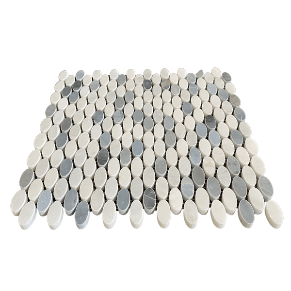 Arabescato Marble Mosaic Polished Oval With Mixed Blue All Marble Tiles