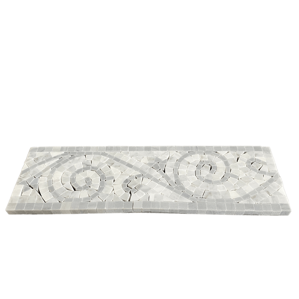 Art Border Light Blue Stone and White Carrara Marble Finishing Piece| Marble Art Border Light Blue| Floor border Marble| Wall Border Tile Marble| Blue Marble Border| Blue and White Art Border Marble Tile All Marble Tiles