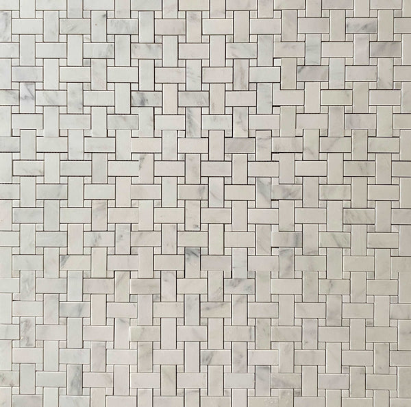 Arabescato Mega Basketweave Marble Mosaic Polished Tile for Shower Floor | Shower Wall | Kitchen Backsplash | Floor Tile | Wall Tile | Kitchen Floor All Marble Tiles