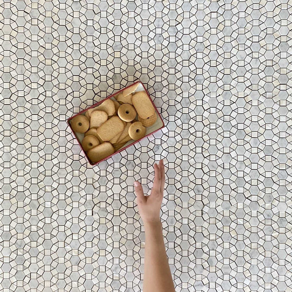 Bloom Waterjet Mosaic Carrara And Mother Of Pearl All Marble Tiles