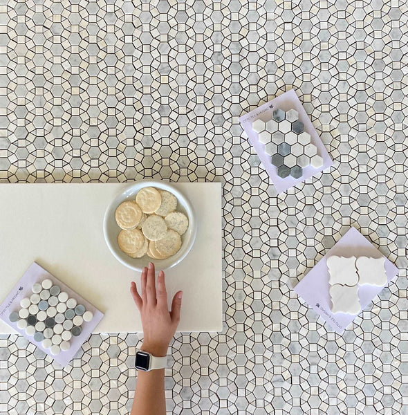 Bloom Waterjet Mosaic Carrara And Mother Of Pearl All Marble Tiles