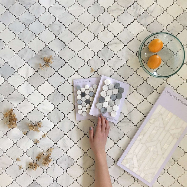 Arabesque Tile Arabescato Polished Marble for Kitchen Backsplash| White Marble Mosaic| Bathroom Tile| Shower Floor| Fireplace Tile| Designer Tile All Marble Tiles