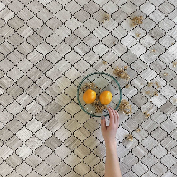 Arabesque Casablanca Oyster Grey Polished Mosaic All Marble Tiles