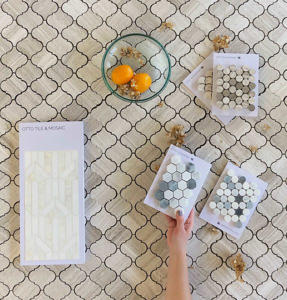 Arabesque Casablanca Oyster Grey Polished Mosaic All Marble Tiles