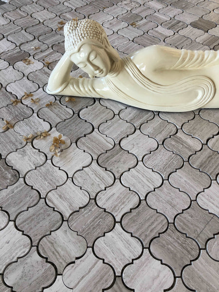 Arabesque Casablanca Oyster Grey Polished Mosaic All Marble Tiles