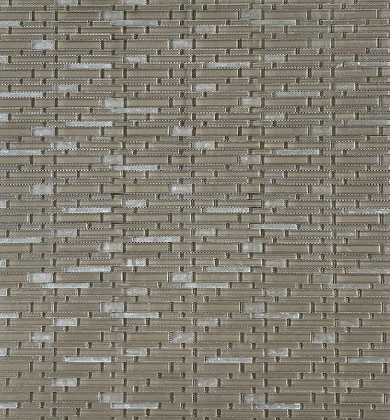Brown Grey Glass Strip Bar Mosaic Tile Polished | Backsplash Kitchen Tile | Accent Tile | Wall Mosaic | Neutral Mosaic | Modern Style Tile All Marble Tiles