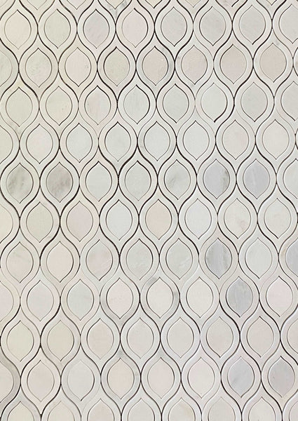 Arabescato and Pure White Marble Tear Drop Waterjet Mosaic Tile for Kitchen Backsplash| Accent Wall| Bathroom Marble Tile| White Kitchen Mosaic| Luxury Waterjet All Marble Tiles