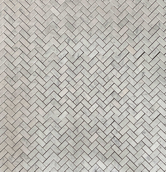 Bianco Carrara 3/4x2 Marble Herringbone Mosaic Tile Polished All Marble Tiles