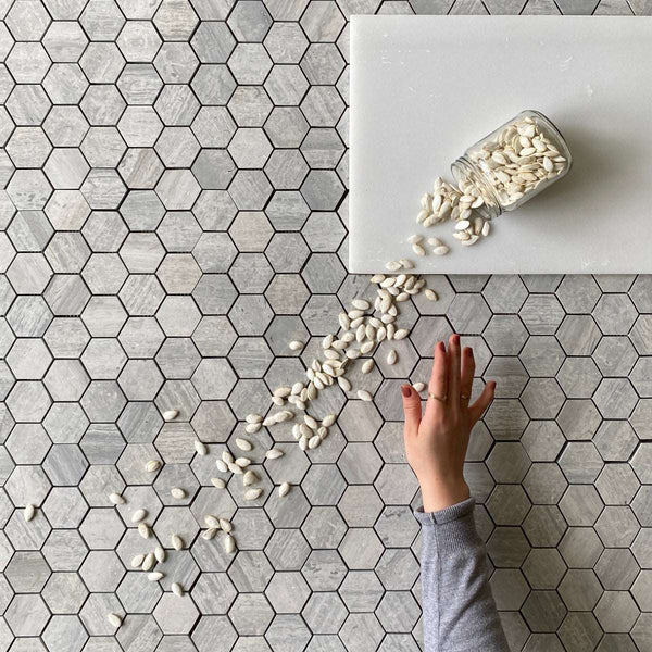 Bluewood Hexagon 2” Honed Mosaic All Marble Tiles