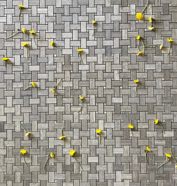 Milano Grey Marble Mosaic Basketweave Tile for Accent Wall| Kitchen Floor Tile| Kitchen Wall Tile| Bathroom Tile| Backsplash Marble Mosiac| Brown Marble Mosaic All Marble Tiles