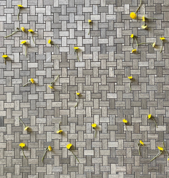 Milano Grey Marble Mosaic Basketweave Tile for Accent Wall| Kitchen Floor Tile| Kitchen Wall Tile| Bathroom Tile| Backsplash Marble Mosiac| Brown Marble Mosaic All Marble Tiles