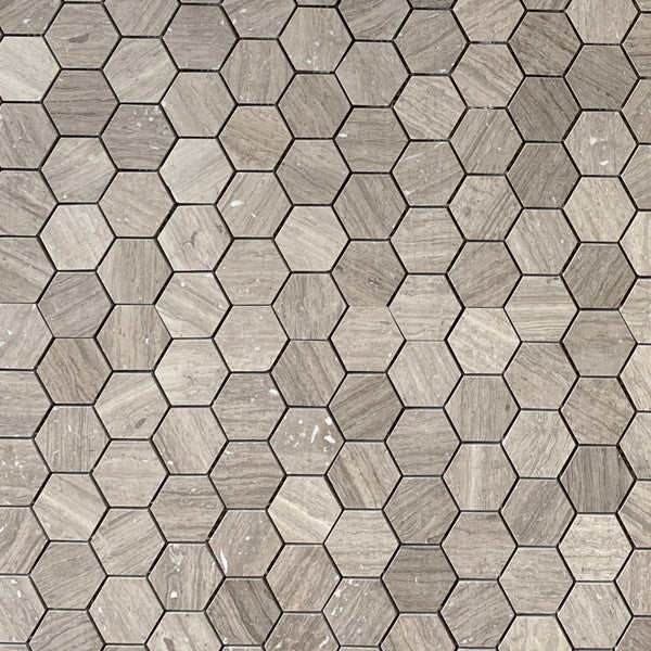 Milano grey Marble Mosaic Honed Hexagon 2" Tile for Backsplash in Kitchen| Accent Wall Tile| Floor and Wall Tile| Mosaic Hexagon| Bathroom Mosaic Tile| Luxury Basketweave Marble All Marble Tiles