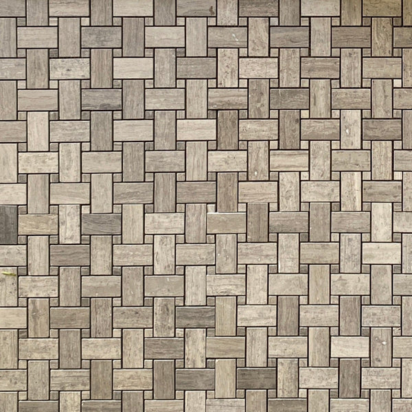 Milano Grey Marble Mosaic Basketweave Tile for Accent Wall| Kitchen Floor Tile| Kitchen Wall Tile| Bathroom Tile| Backsplash Marble Mosiac| Brown Marble Mosaic All Marble Tiles
