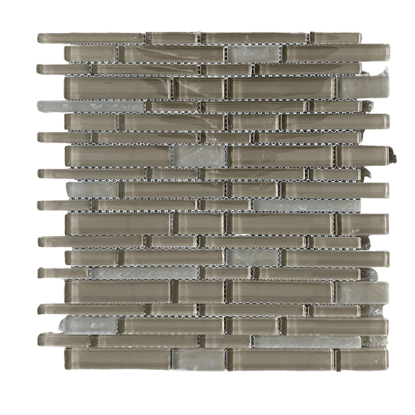 Brown Grey Glass Strip Bar Mosaic Tile Polished | Backsplash Kitchen Tile | Accent Tile | Wall Mosaic | Neutral Mosaic | Modern Style Tile All Marble Tiles