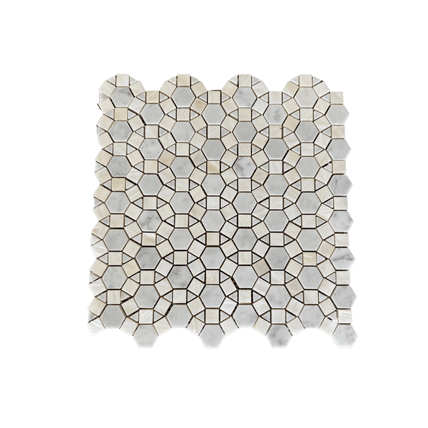 Bloom Waterjet Mosaic Carrara And Mother Of Pearl All Marble Tiles