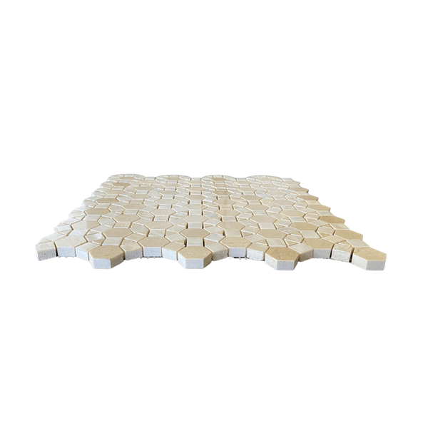 Bloom Crema Marfil Waterjet Mosaic With White Shell All Marble Tiles