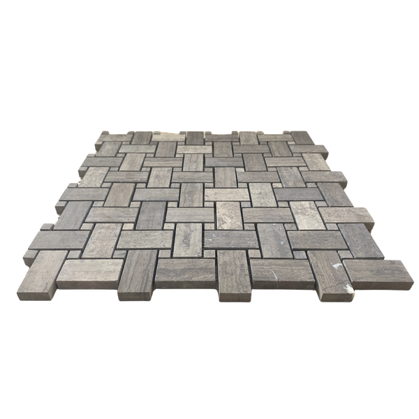 Milano Grey Marble Mosaic Basketweave Tile for Accent Wall| Kitchen Floor Tile| Kitchen Wall Tile| Bathroom Tile| Backsplash Marble Mosiac| Brown Marble Mosaic All Marble Tiles