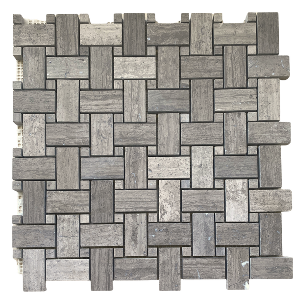 Milano Grey Marble Mosaic Basketweave Tile for Accent Wall| Kitchen Floor Tile| Kitchen Wall Tile| Bathroom Tile| Backsplash Marble Mosiac| Brown Marble Mosaic All Marble Tiles