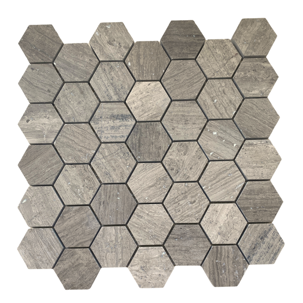 Milano grey Marble Mosaic Honed Hexagon 2" Tile for Backsplash in Kitchen| Accent Wall Tile| Floor and Wall Tile| Mosaic Hexagon| Bathroom Mosaic Tile| Luxury Basketweave Marble All Marble Tiles