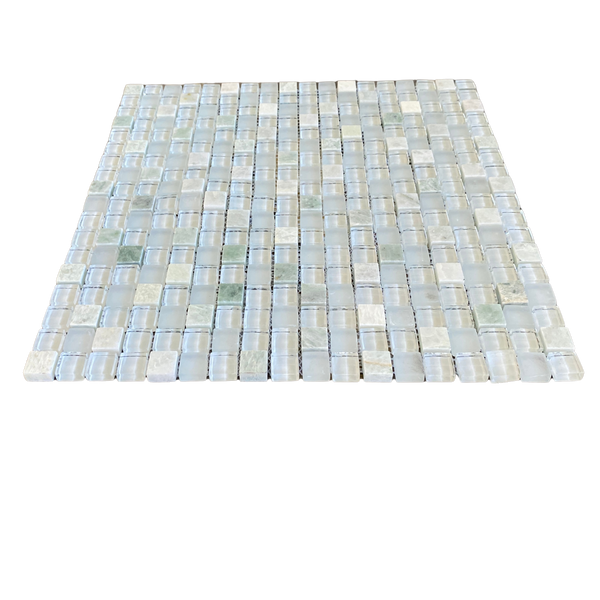 Glass and Ming Green Marble Square Mosaic 5/8x5/8 for Kitchen Backsplash| Wall Tile| Bathroom Mosaic| Luxury glass Mosaic| Accent Wall Tile| Bathroom & Kitchen All Marble Tiles