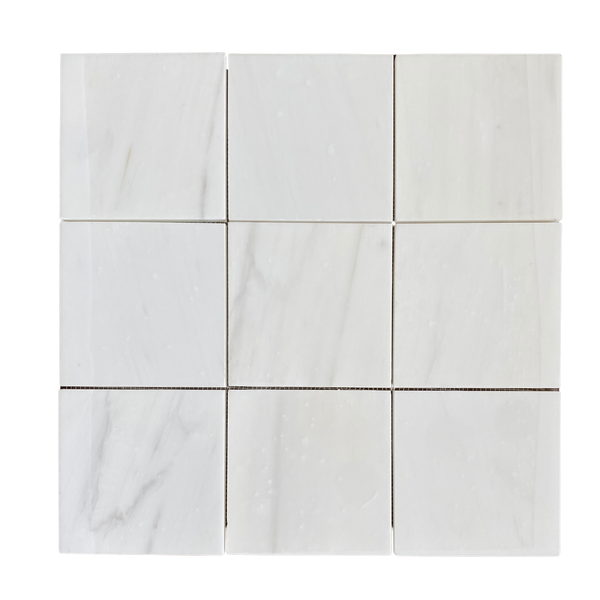 Dolomite Marble Tile 4x4 on Mesh Mosaic Honed For Wall or Floor| Shower Floor Tile| Bathroom Floor Tile| Kitchen Backsplash Mosaic| Kitchen Tile| Shower Mosaic All Marble Tiles