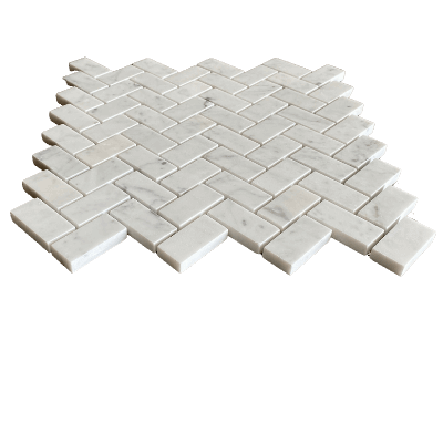 Bianco Carrara 3/4x2 Marble Herringbone Mosaic Tile Polished All Marble Tiles