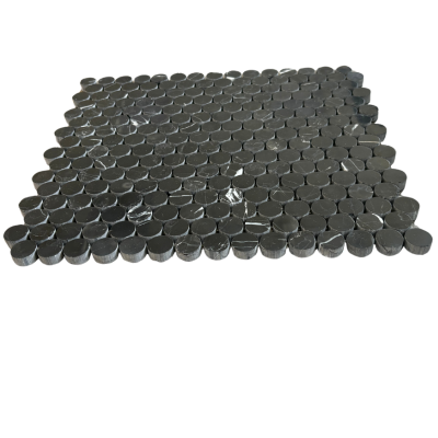 Nero Marquina Marble Mosaic Penny Round Polished All Marble Tiles