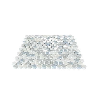Bianco Carrara Marble And Blue Stone Mix Penny Round Marble Mosaic (Copy) All Marble Tiles