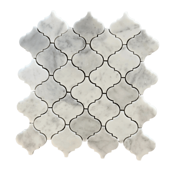 Arabesque Carrara waterjet Polished Mosaic for Bathroom Wall| White Marble Tile| Shower Floor| Kitchen Backsplash| White Marble Mosaic All Marble Tiles