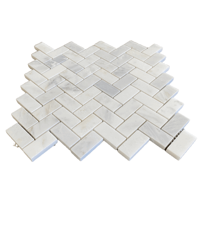 Arabescato 1x2 Marble Herringbone Polished Tile Bathroom Floor and Wall Tile| Back Splash kitchen Mosaic| Tile Trends| White Herringbone Tile| Bathroom Herringbone All Marble Tiles
