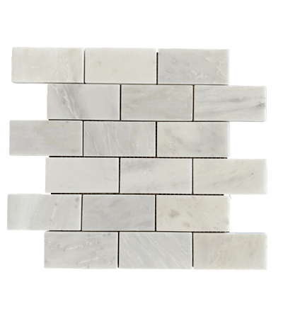 Arabescato Carrara Polished Marble 2x4 Brick Mosaic All Marble Tiles