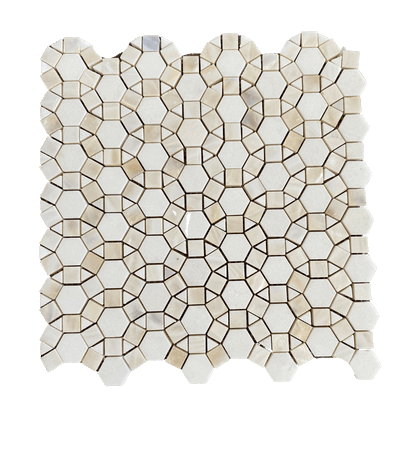 Bloom Thassos Waterjet Mosaic With White Shell All Marble Tiles