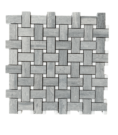 Bluewood Marble Mosaic Honed Basketweave With White Dot 1x2 All Marble Tiles