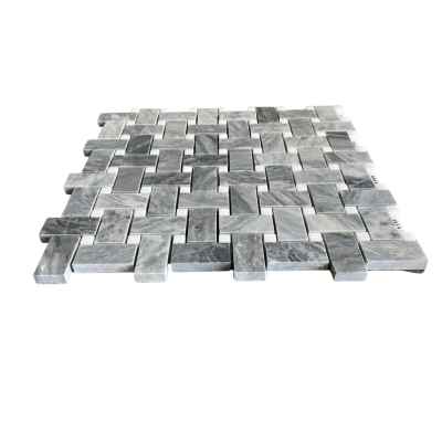 Bardiglio Marble Mosaic Polished Basketweave Thassos Dot 1x2 All Marble Tiles