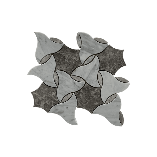 Belle Waterjet Mosaic Dolomite and Toros Black All Marble Tiles