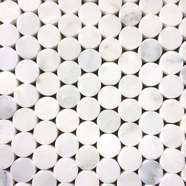 Bianco Carrara Penny Round Marble Wall And Floor Mosaic and Backsplash All Marble Tiles