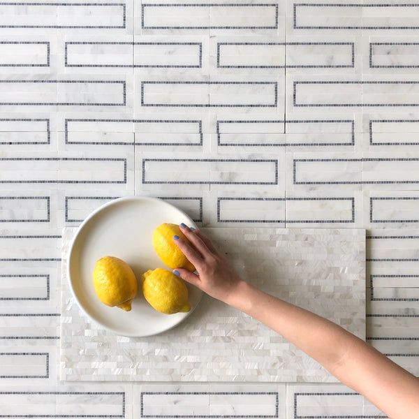 Metro Marble Mosaic Waterjet With Arabescato & Bardiglio All Marble Tiles