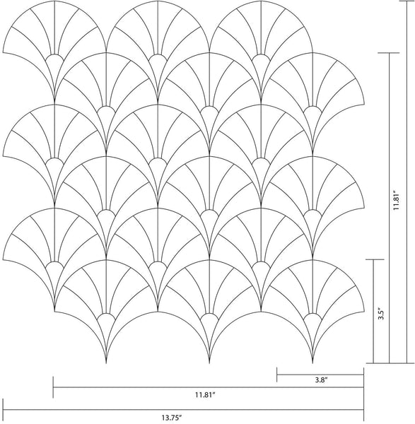 Fan Waterjet Mosaic Carrara Thassos and Mother of Pearl All Marble Tiles