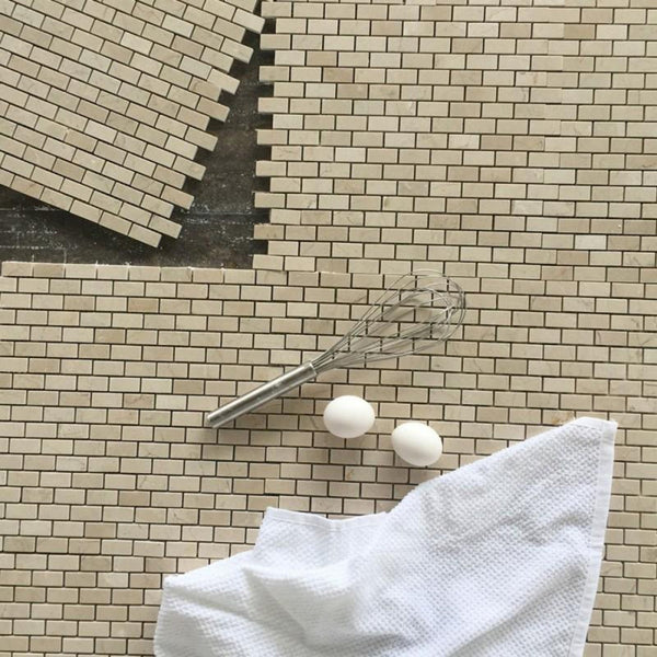Crema Marfil 5/8x1 1/4 Polished Marble Brick Mosaic All Marble Tiles