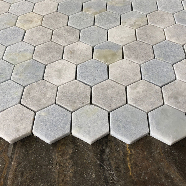 Blue Celeste Hexagon 2" Polished Mosaic Hexagon Backsplash| Hexagon Tile| Blue Hexagon| Kitchen Back Splash All Marble Tiles