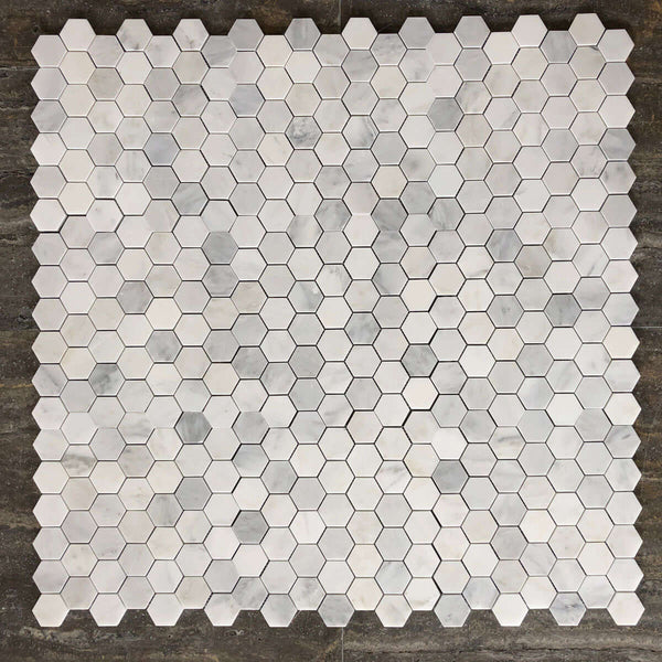 Arabescato Carrara Marble 2" Hexagon Honed Backsplash Tile| Kitchen Mosaic| Wall and Floor Mosaic| Bathroom Mosaic| Shower Mosaic Tile| Shower Floor Mosaic All Marble Tiles