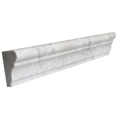 Bianco Carrara Marble 2x12 Crown Chair-Rail Moulding Honed All Marble Tiles