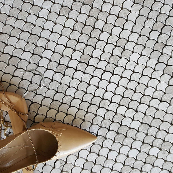 Petite Waterjet Mosaic Oyster Gray All Marble Tiles