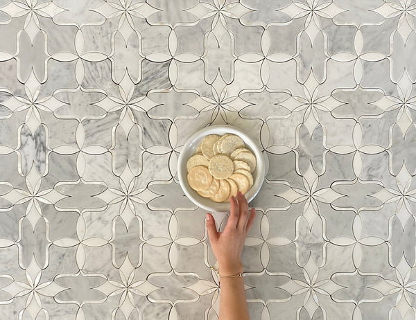 Christina Waterjet Mosaic Mother of Pearl All Marble Tiles