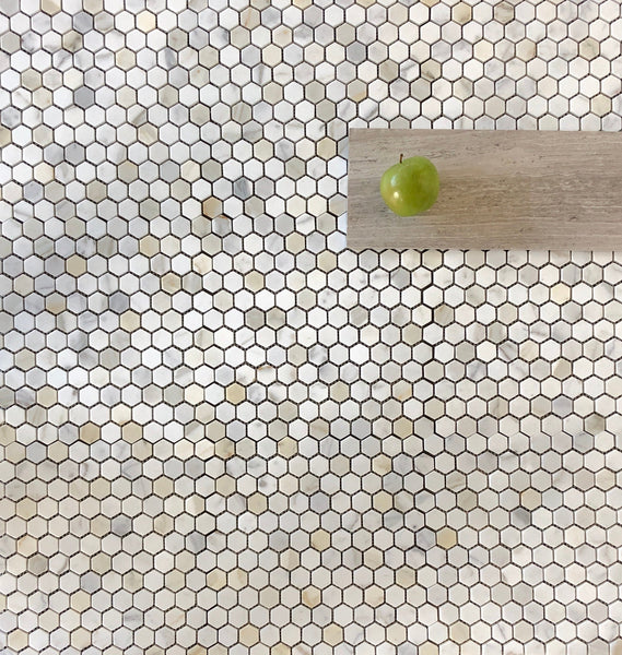 Calacatta Marble Mosaic Polished Hexagon 1" All Marble Tiles