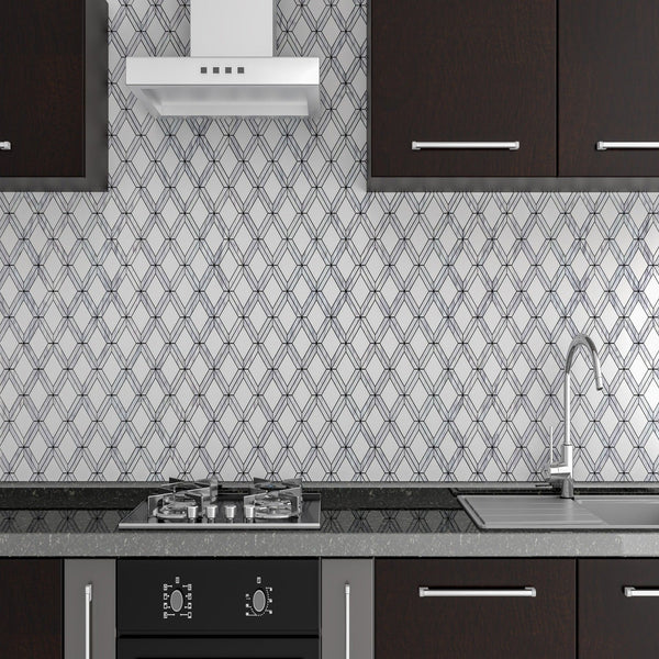 Casella Waterjet Mosaic Dolomite and Carrara All Marble Tiles