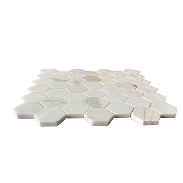 Calacatta Marble Mosaic Polished Hexagon 2" All Marble Tiles